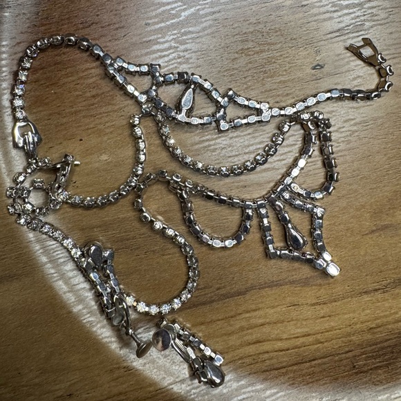 Vintage Silver tone Rhinestone 3 piece Set preowned - Picture 16 of 16